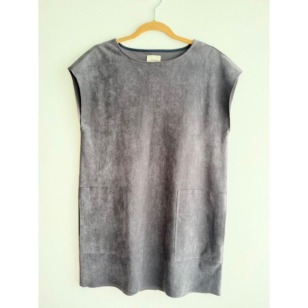 Wilfred Free Aritzia Gray Faux Suede Shift Dress Pockets RSU7-8552-45 Small